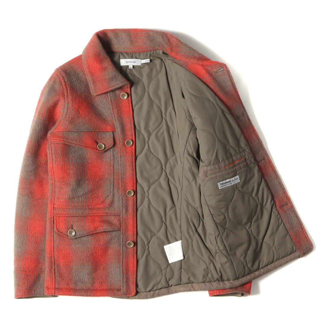 nonnative(ノンネイティブ)のNONNATIVE ノンネイティブ ジャケット サイズ:0 チェック メルトンウール 裏地キルティング ハンティングジャケット レッド ブラウン アウター ブルゾン コート【メンズ】【中古】 メンズのジャケット/アウター(その他)の商品写真