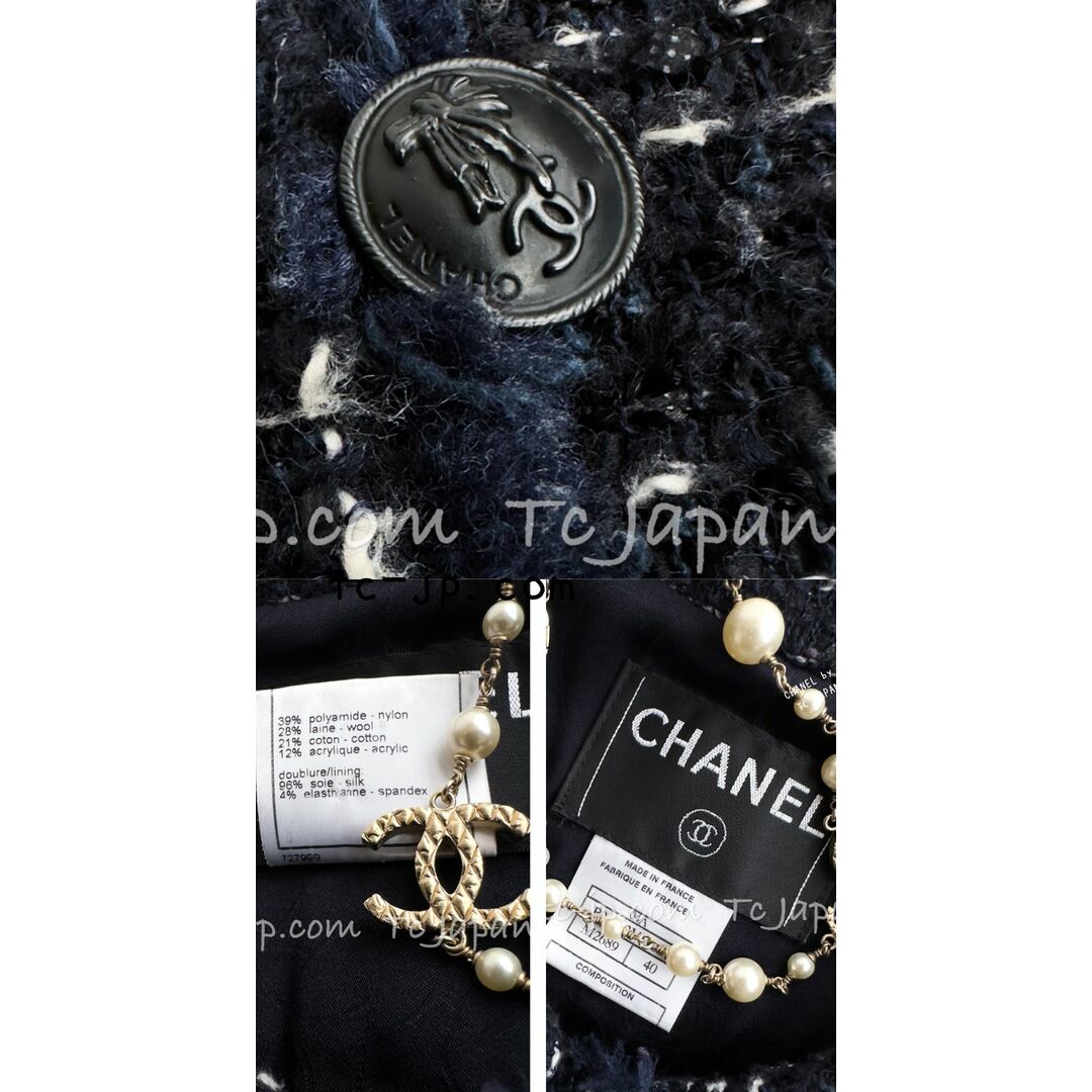 CHANEL(シャネル)の貴重 ラスト1 シャネル ジャケット CHANEL ネイビー ブラック 軽い！ツイード ココボタン 定番人気 美品 40 レディースのジャケット/アウター(テーラードジャケット)の商品写真