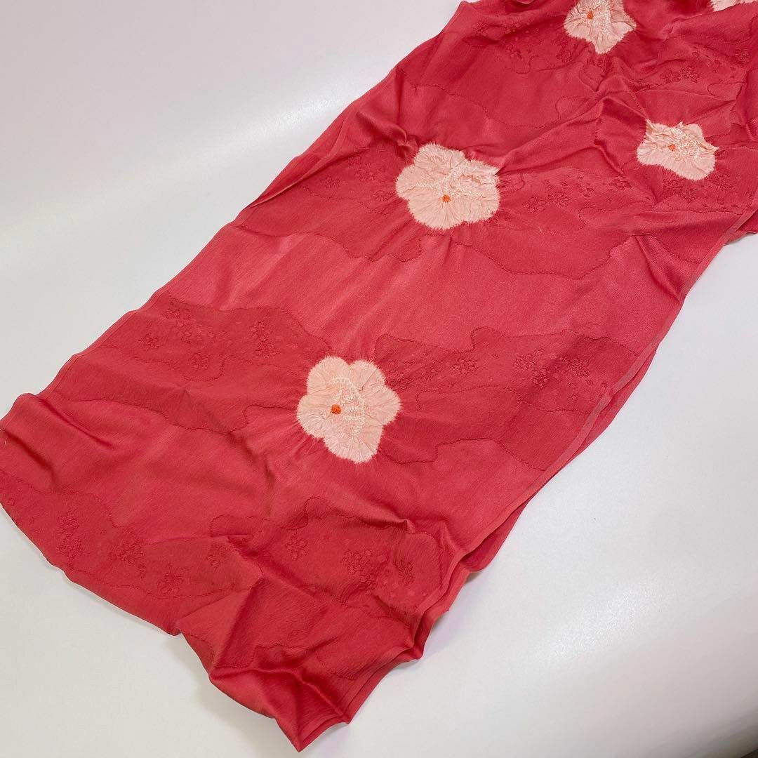 2258 新品 絹 絞り 帯揚げ 赤 レッド シルク 京都絞工業協同組合 レディースの水着/浴衣(その他)の商品写真
