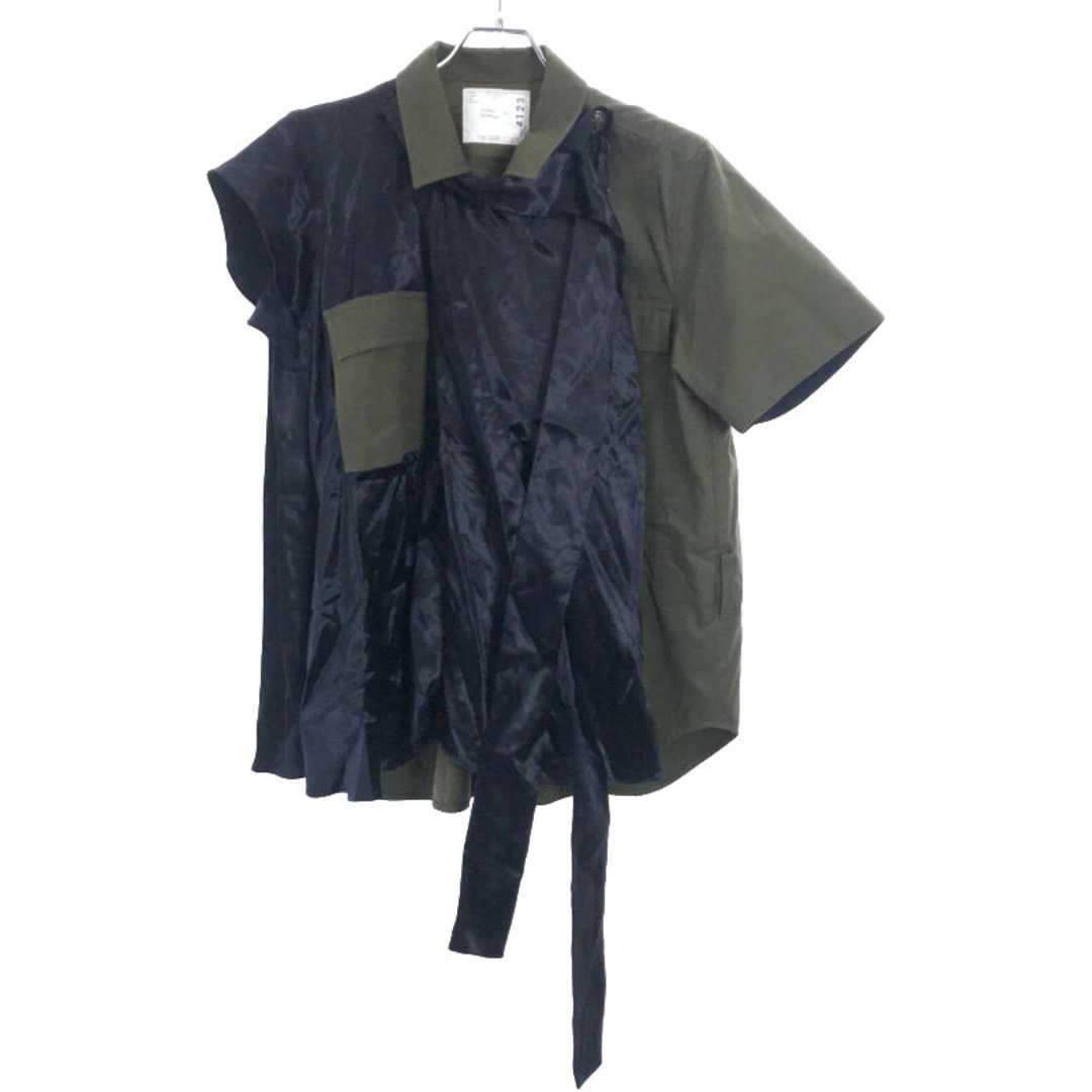 sacai(サカイ)のsacai サカイ 18AW ドッキングミリタリーシャツジャケット カーキ×ネイビー 3 18-04123 レディースのトップス(シャツ/ブラウス(半袖/袖なし))の商品写真