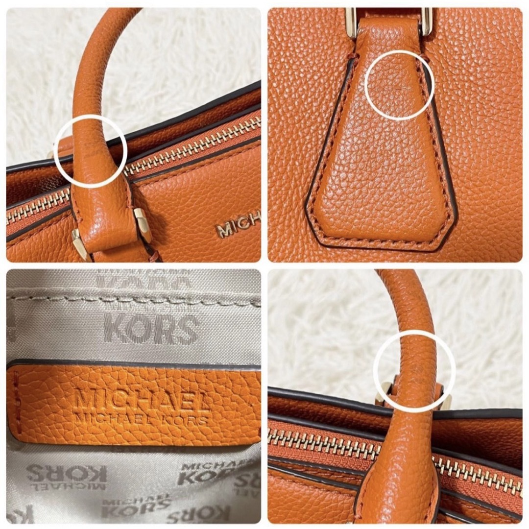 Michael Kors(マイケルコース)のマイケルコース　レザー　ハンドバッグ　南京錠　鍵　オレンジ　A4収納可能 レディースのバッグ(ハンドバッグ)の商品写真