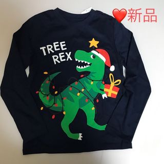 エイチアンドエム(H&M)の新品✨135-140cm恐竜クリスマスモチーフ長袖TシャツH&M(Tシャツ/カットソー)