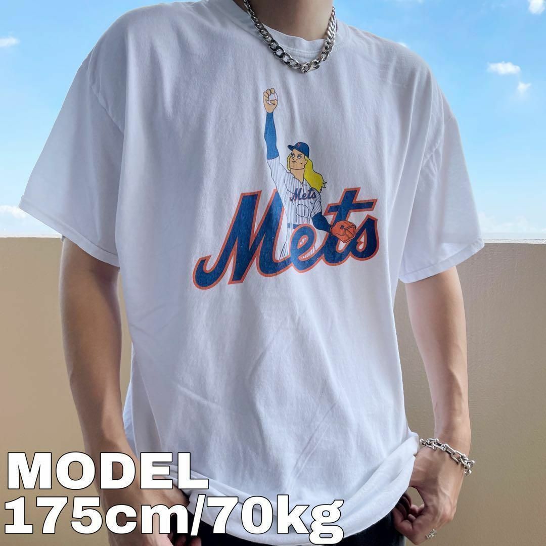 MLB Mets ニューヨークメッツ プリントTシャツ 女神 XL ホワイト 白古着屋fuufuトップス