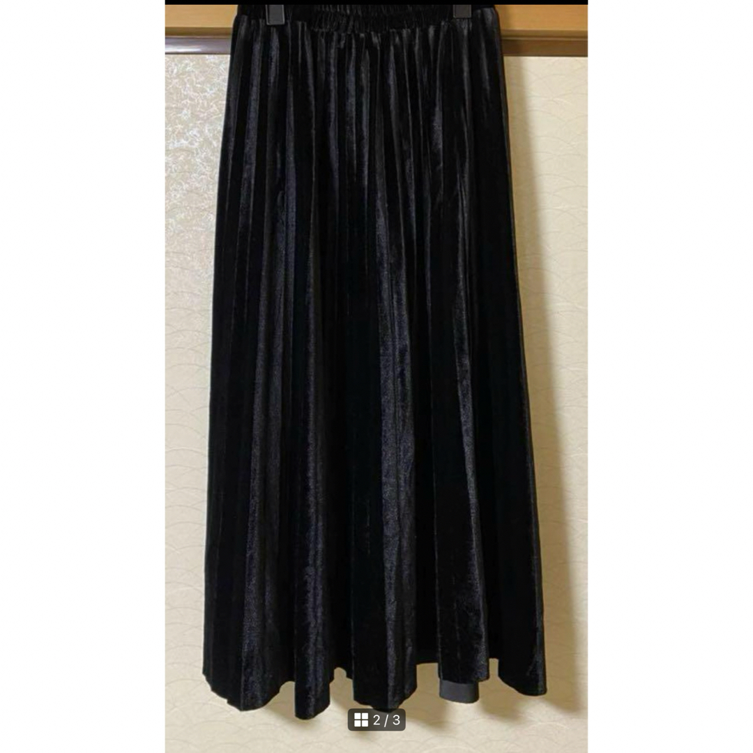 美品✨秋冬　ベロア　黒　ロングスカート　レディース レディースのスカート(ロングスカート)の商品写真