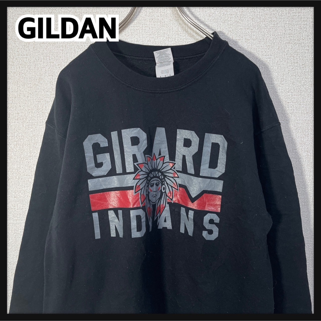 GILDAN(ギルタン)の【ギルダン】スウェット　ネイティブアメリカン　デカロゴ　黒　ビッグプリント99 メンズのトップス(スウェット)の商品写真