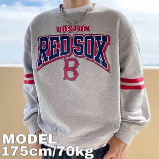 メジャーリーグベースボール(MLB)のMLB ボストンレッドソックス グレー 両面プリントスウェット XL 古着(その他)