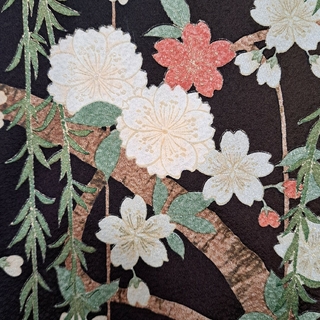 フルセット 正絹振袖 グリーン裾枝垂桜