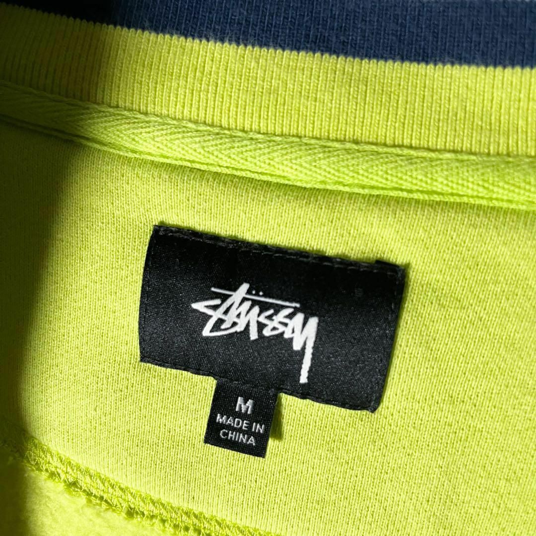 STUSSY - 【美品 M】ステューシー 刺繍ロゴ リブライン ハーフジップ