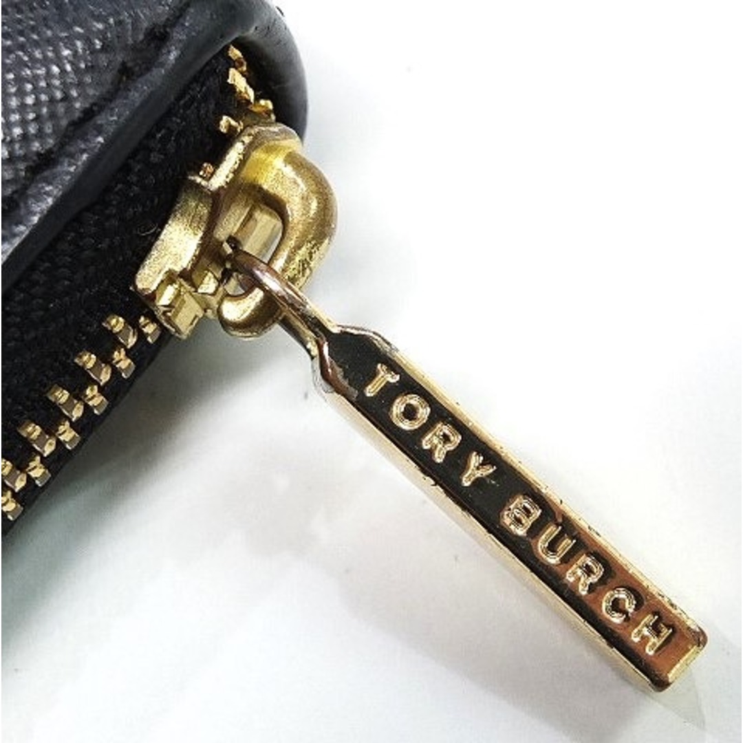 Tory Burch(トリーバーチ)のTORY BURCH トリーバーチ 長財布 レザー ラウンドファスナー 財布 ブラック 黒 ゴールド【中古】JA-18320 レディースのファッション小物(財布)の商品写真