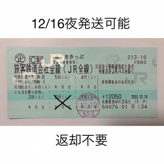 ジェイアール(JR)の青春18きっぷ ３回分(鉄道乗車券)