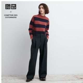 ユニクロ(UNIQLO)のブラッシュドジャージータックワイドパンツ（丈標準70～72cm）(カジュアルパンツ)