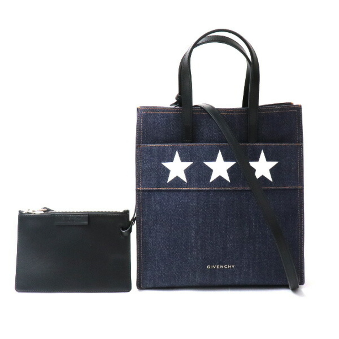 GIVENCHY(ジバンシィ)のGivenchy ジバンシー スターゲート 2Wayショルダーバッグ ブルー ブラック ホワイト BB05481409 400 デニムトート レディース【中古】 レディースのバッグ(ショルダーバッグ)の商品写真