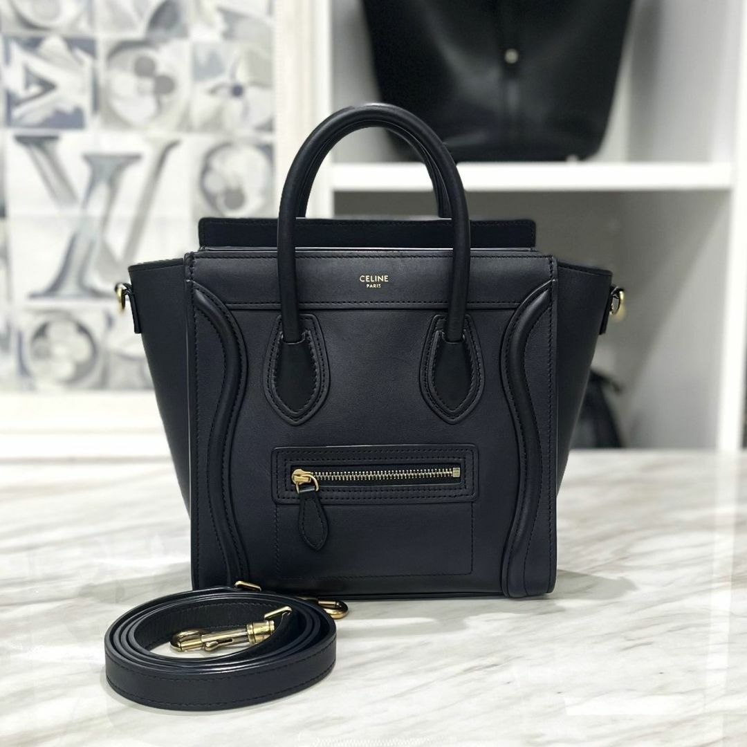 celine(セリーヌ)の美品★　セリーヌ　ラゲージ　ナノ　黒　2way　ハンドバッグ　レザー　2022年 レディースのバッグ(ハンドバッグ)の商品写真