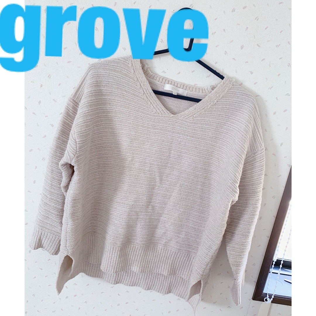 grove(グローブ)の最終値下げです！　grove  白　ニット　無地　セーター レディースのトップス(ニット/セーター)の商品写真