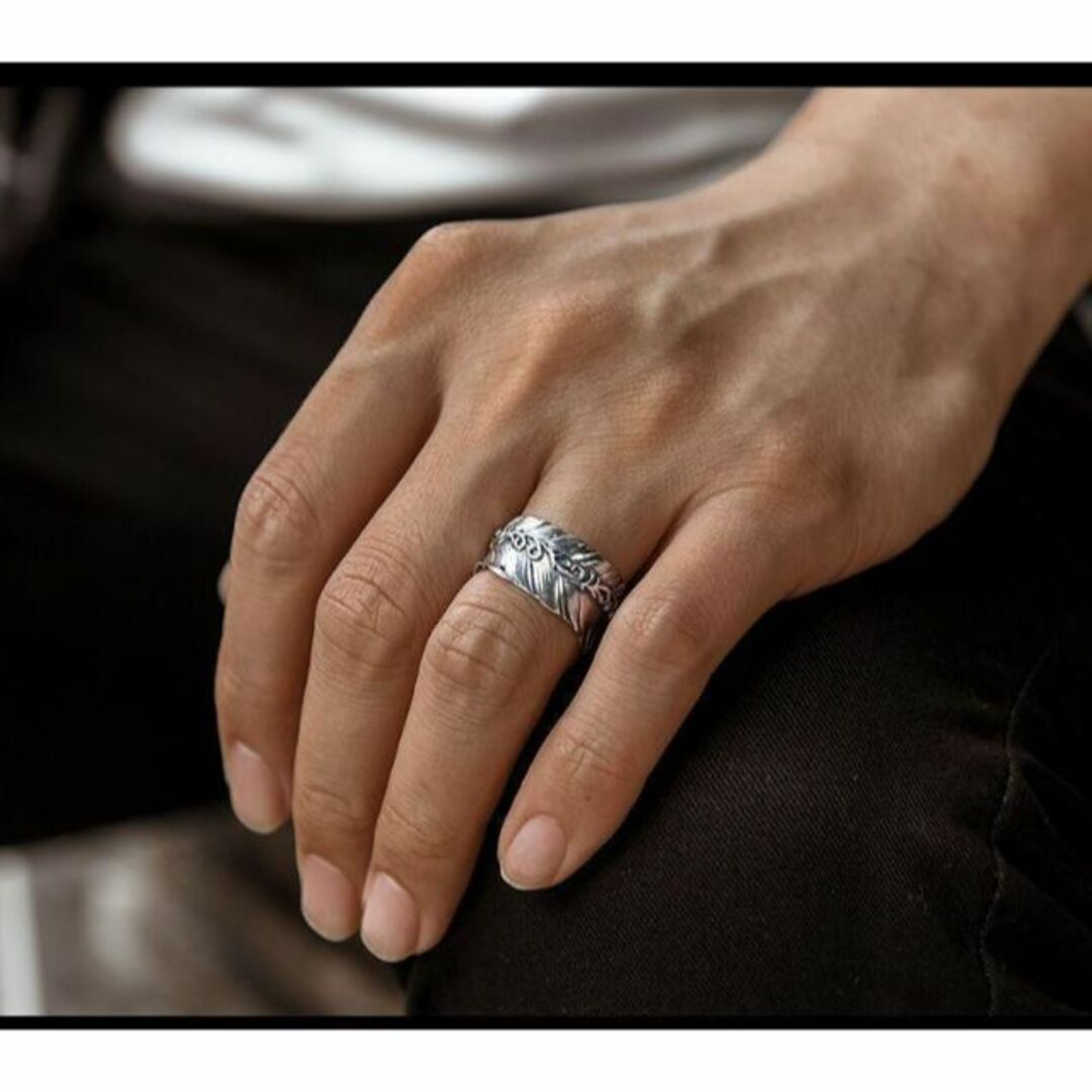 メンズ　リング　指輪 シルバー　羽　フェザー　アンティーク フリーサイズ 0 レディースのアクセサリー(リング(指輪))の商品写真