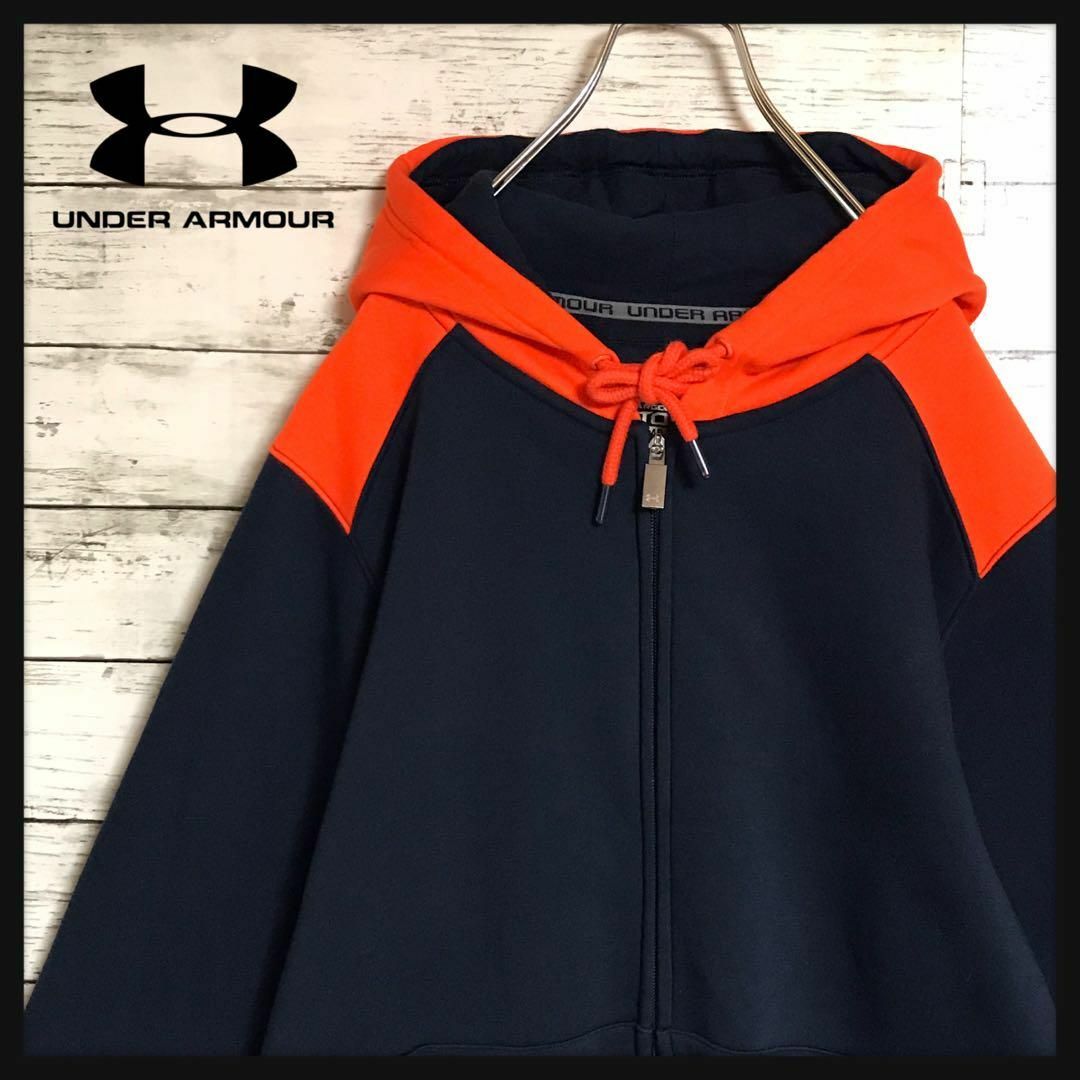 UNDER ARMOUR(アンダーアーマー)の【美品】アンダーアーマー　刺繍ロゴ入りジップパーカー　裏起毛　A814 メンズのトップス(パーカー)の商品写真