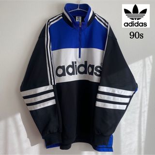 アディダス(adidas)のadidas 90s トレーナー ハーフジップ ビッグロゴプリント バックロゴ(スウェット)