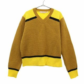 ユニクロ(UNIQLO)のユニクロ マルニ コラボ 長袖 ポップコーンニットVネック セーター 3XL UNIQLO MARNI ビッグサイズ レディース 古着 【231213】(ニット/セーター)