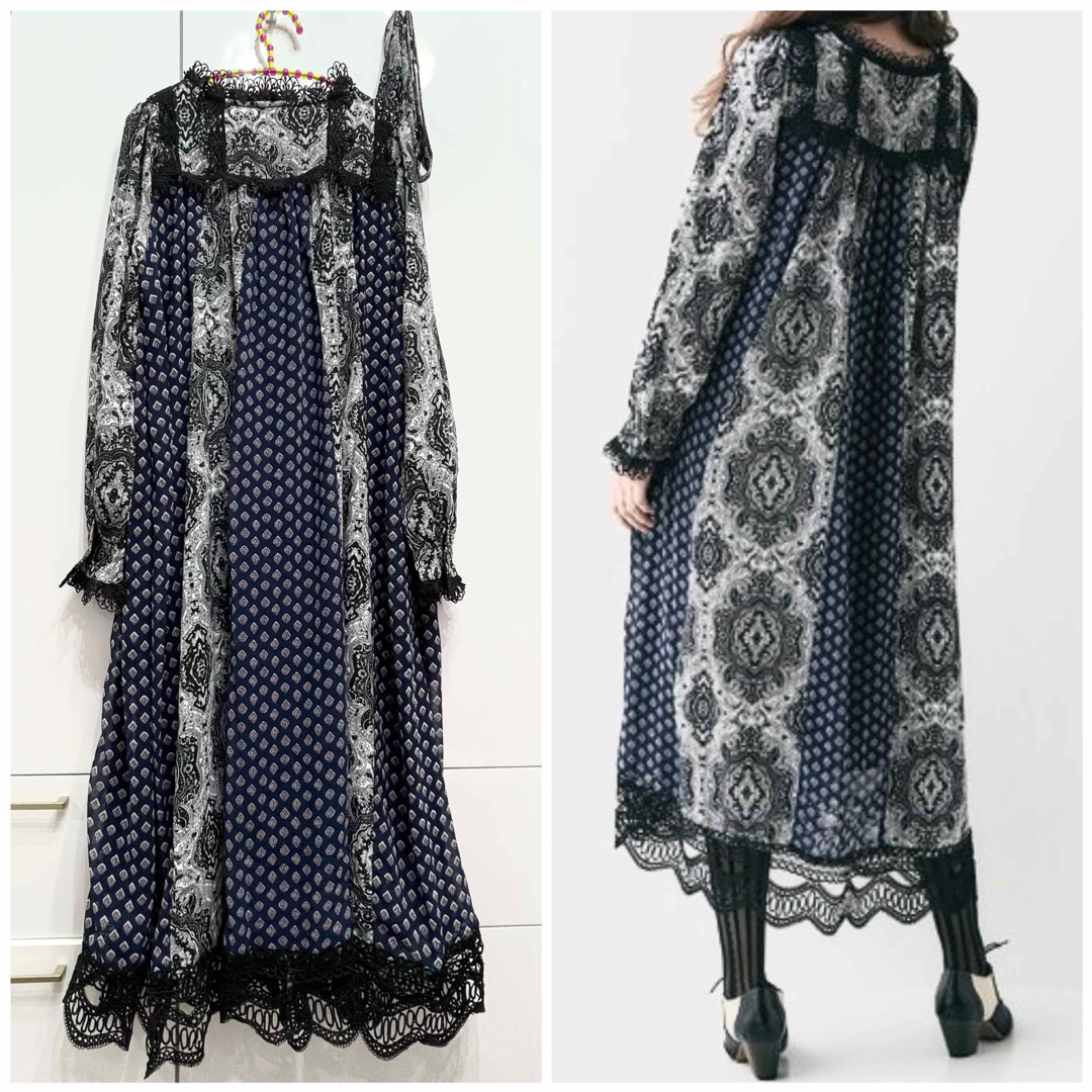 osharewalker(オシャレウォーカー)のオシャレウォーカー/Plum＊クロシェレース♡シフォンヨークワンピースB レディースのワンピース(ロングワンピース/マキシワンピース)の商品写真