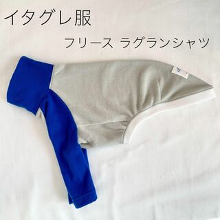 イタグレ服　フリースラグランシャツ ブルー×グレー　セミオーダー(ペット服/アクセサリー)