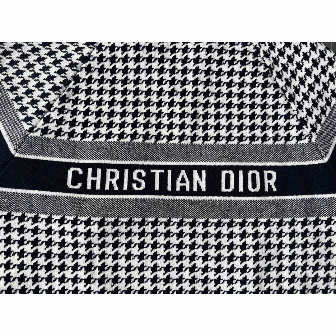 約50cm身幅Christian Dior ディオール 千鳥格子柄 ロゴ ニット 未使用