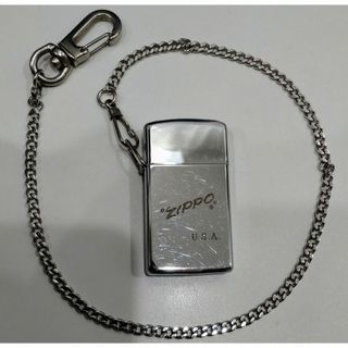 ジッポー(ZIPPO)のzippo オイルライター スリム チェーン 三角カン付(タバコグッズ)