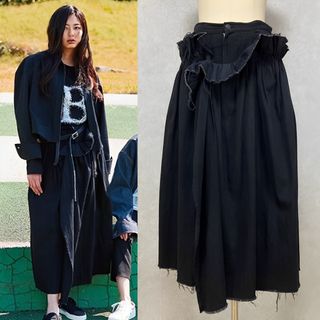 ヨウジヤマモト(Yohji Yamamoto)のヨウジヤマモト 17AW コットン ギャザー レイヤードスカート 黒1(その他)