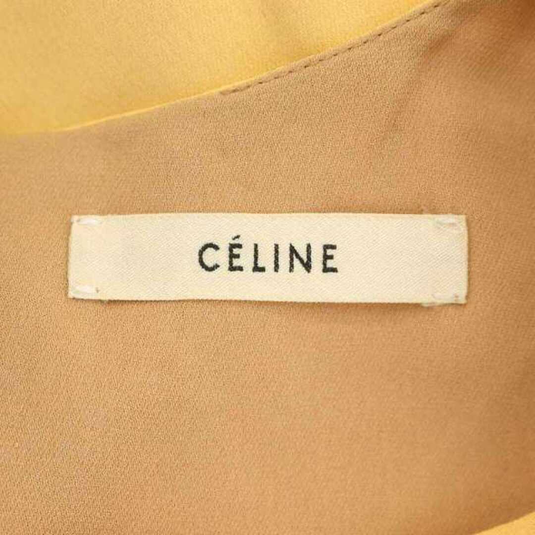 celine(セリーヌ)のセリーヌ フィービー期 バイカラー ノースリーブワンピース 膝丈 40 イエロー レディースのワンピース(ひざ丈ワンピース)の商品写真