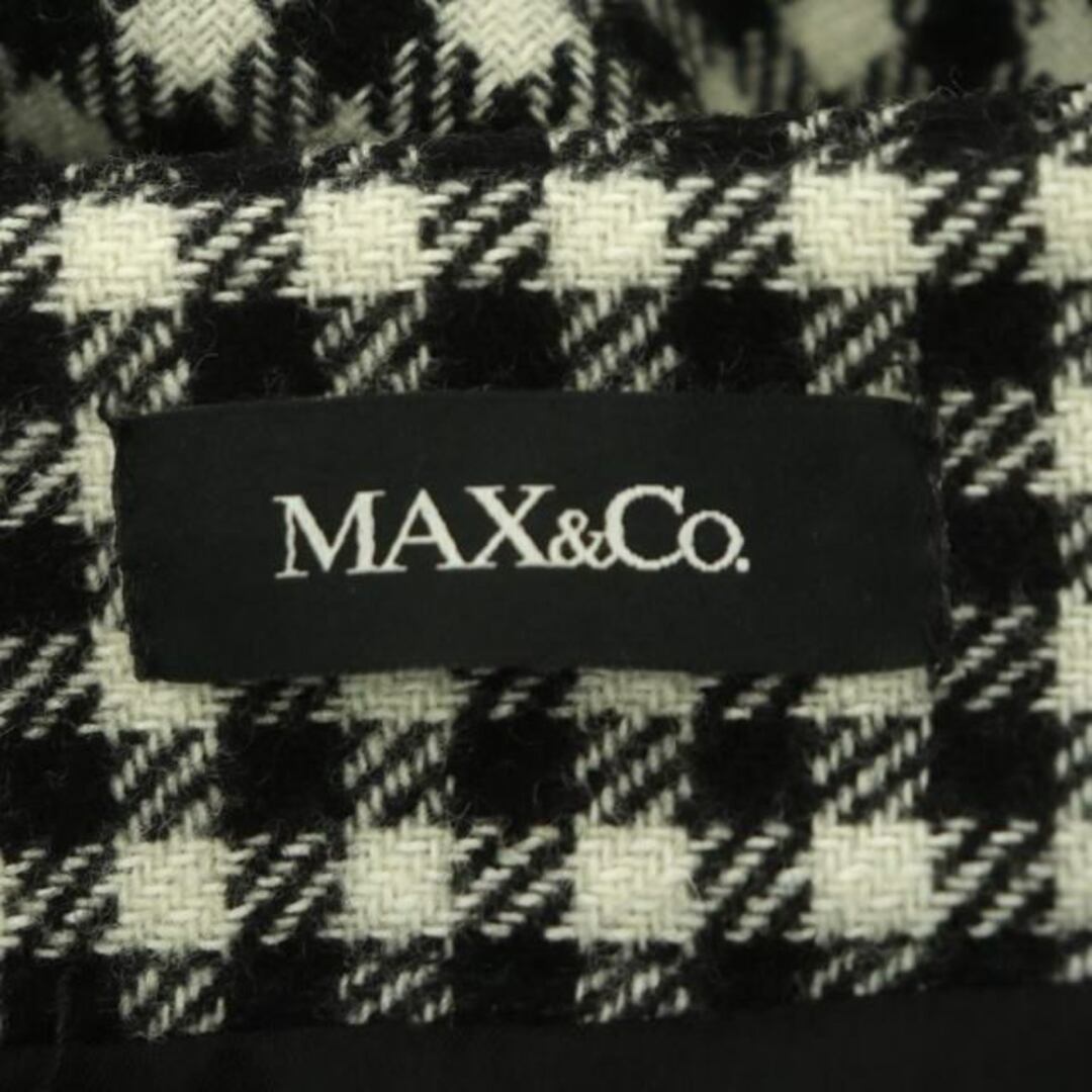 Max & Co.(マックスアンドコー)のマックス&コー スカート 膝丈 台形 チェック ウール混 10 黒 オフホワイト レディースのスカート(ひざ丈スカート)の商品写真