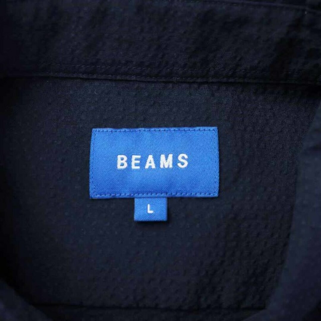 BEAMS(ビームス)のBEAMS サッカーミニレギュラーシャツ ダブルボタン 半袖 L 紺 ネイビー メンズのトップス(シャツ)の商品写真