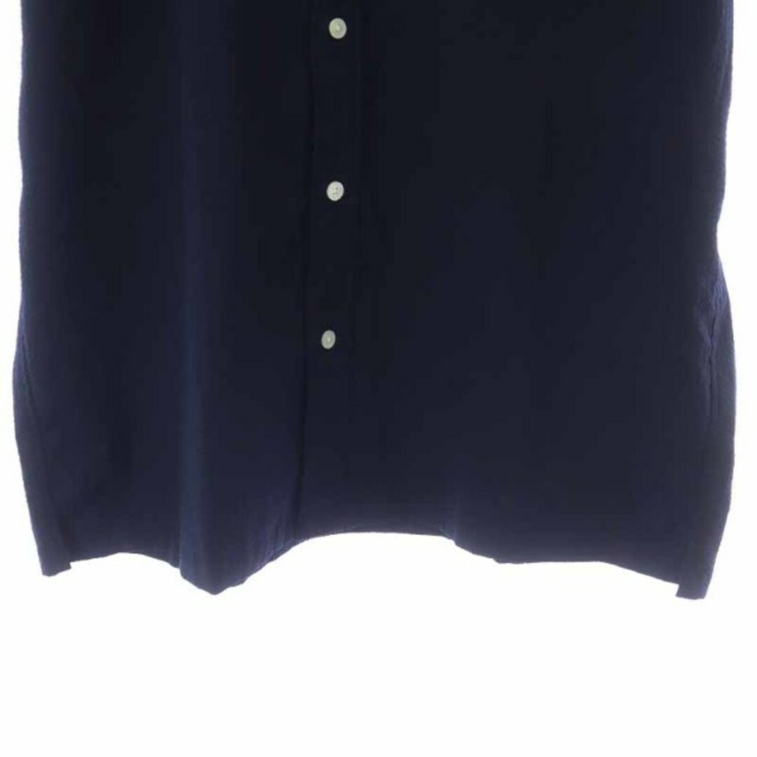 BEAMS(ビームス)のBEAMS サッカーミニレギュラーシャツ ダブルボタン 半袖 L 紺 ネイビー メンズのトップス(シャツ)の商品写真