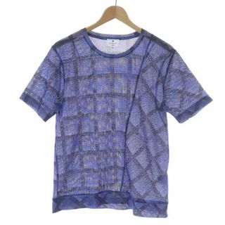 ランバンオンブルー(LANVIN en Bleu)のランバンオンブルー Tシャツ カットソー 半袖 チェック メッシュ 48 L 青(Tシャツ(半袖/袖なし))