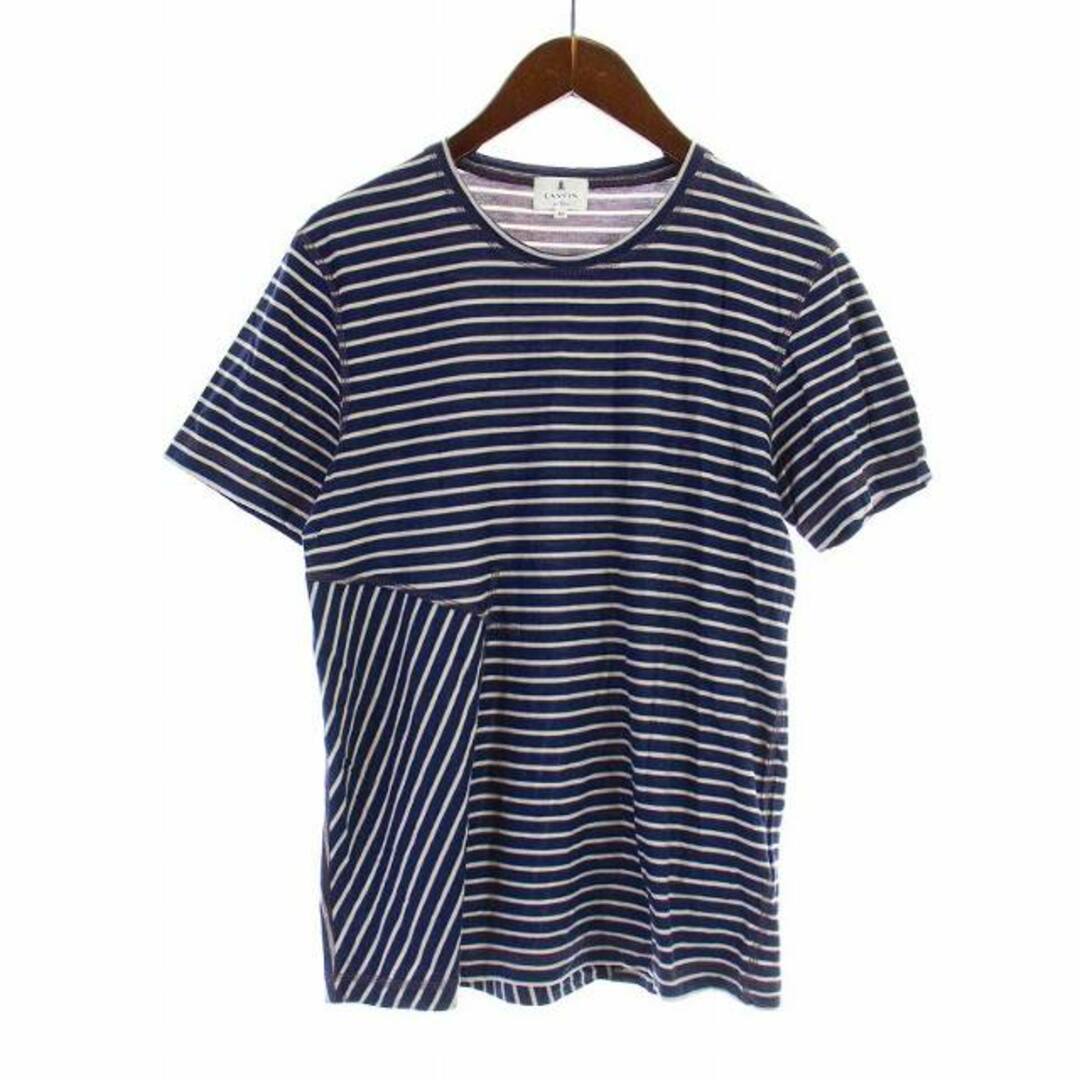 LANVIN en Bleu(ランバンオンブルー)のLANVIN en Bleu Tシャツ カットソー 半袖 ボーダー 48 M 紺 メンズのトップス(Tシャツ/カットソー(半袖/袖なし))の商品写真