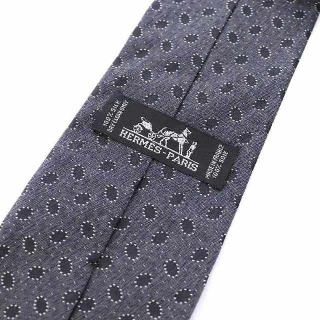 Hermes(エルメス)のHERMES ネクタイ シルク 総柄 グレー 黒 ブラック メンズのファッション小物(ネクタイ)の商品写真