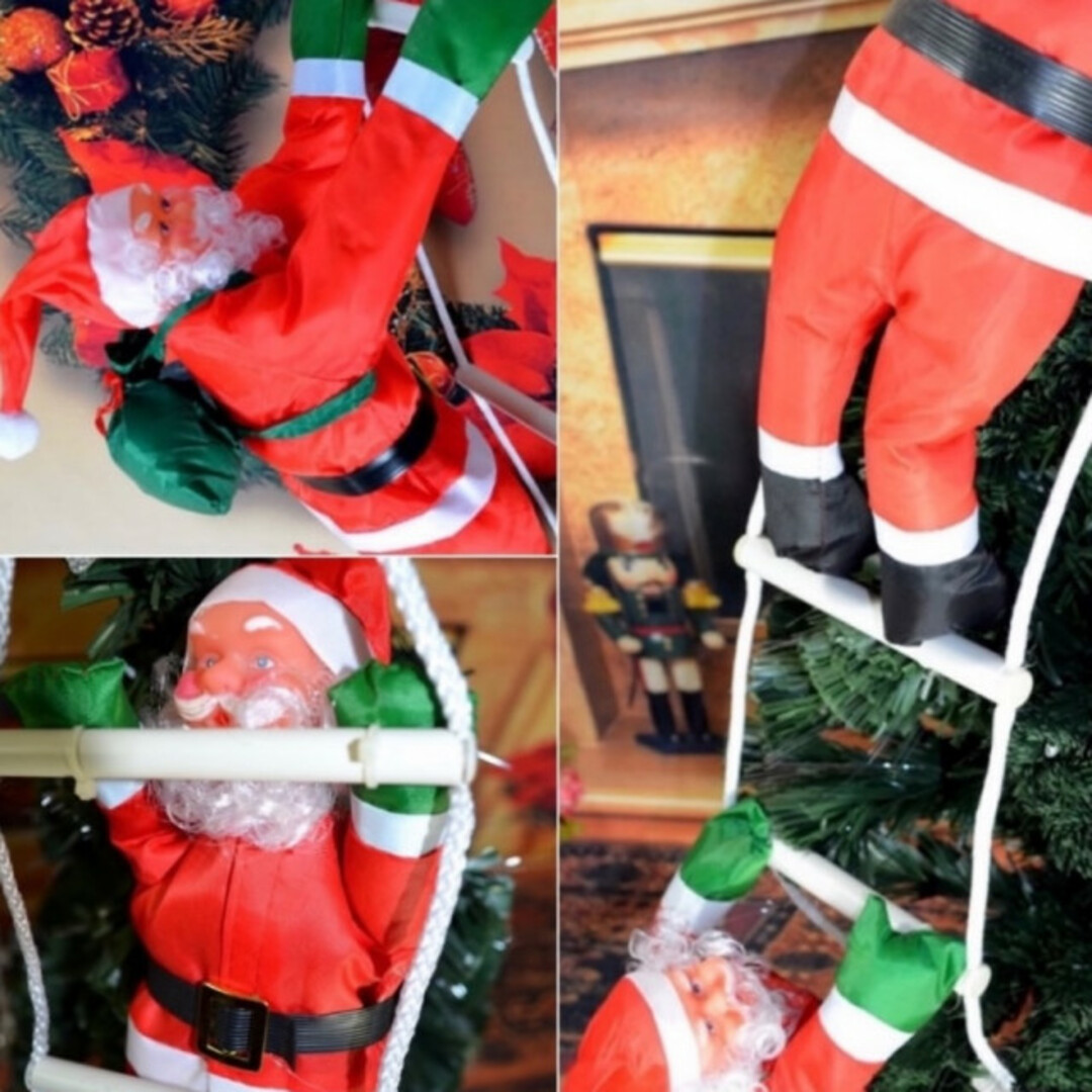 クリスマス オーナメント 装飾品 はしご サンタクロース 3人 インテリア 人気 インテリア/住まい/日用品のインテリア小物(ウェルカムボード)の商品写真