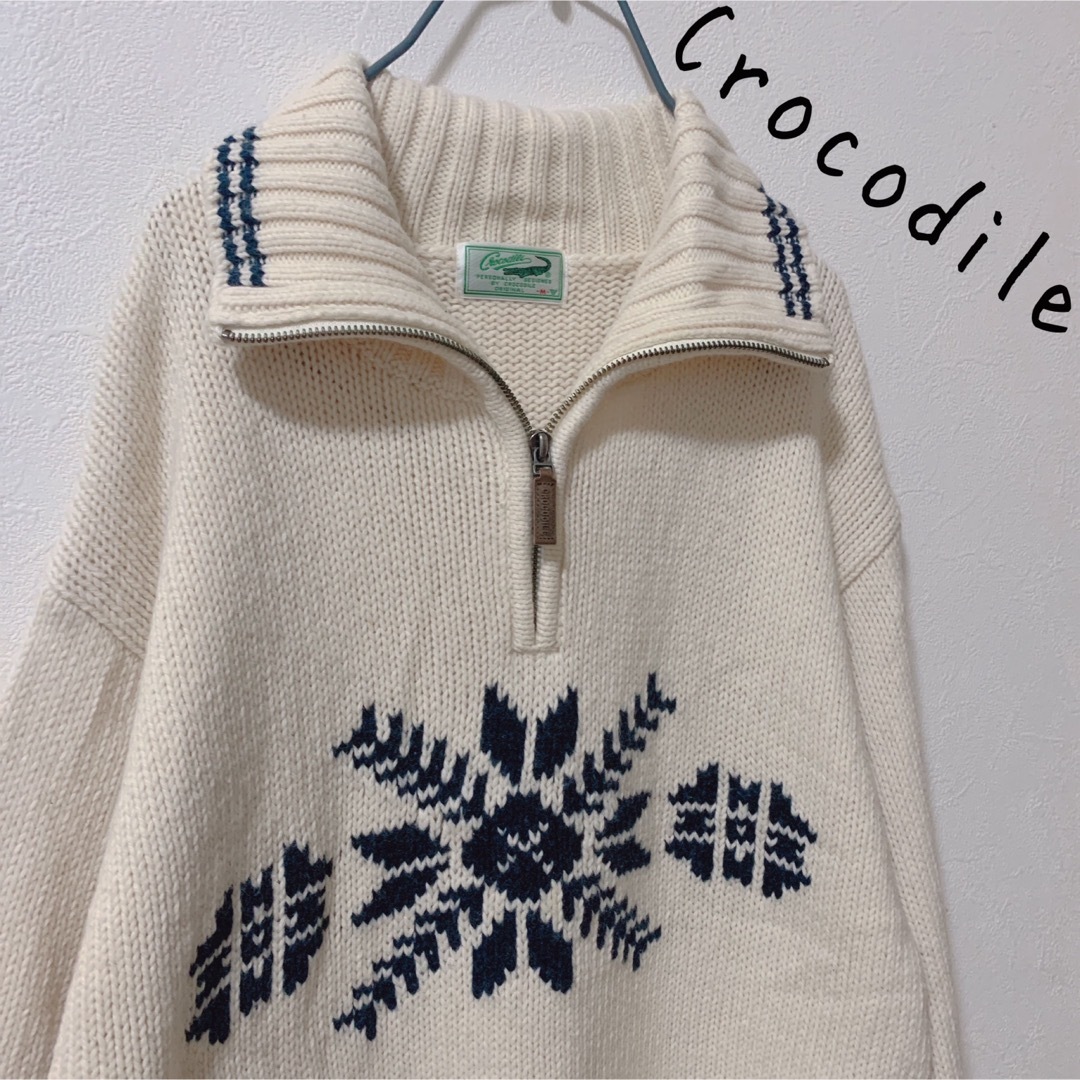 通販店を 美品 Crocodile クロコダイル ハーフジップ ノルディック