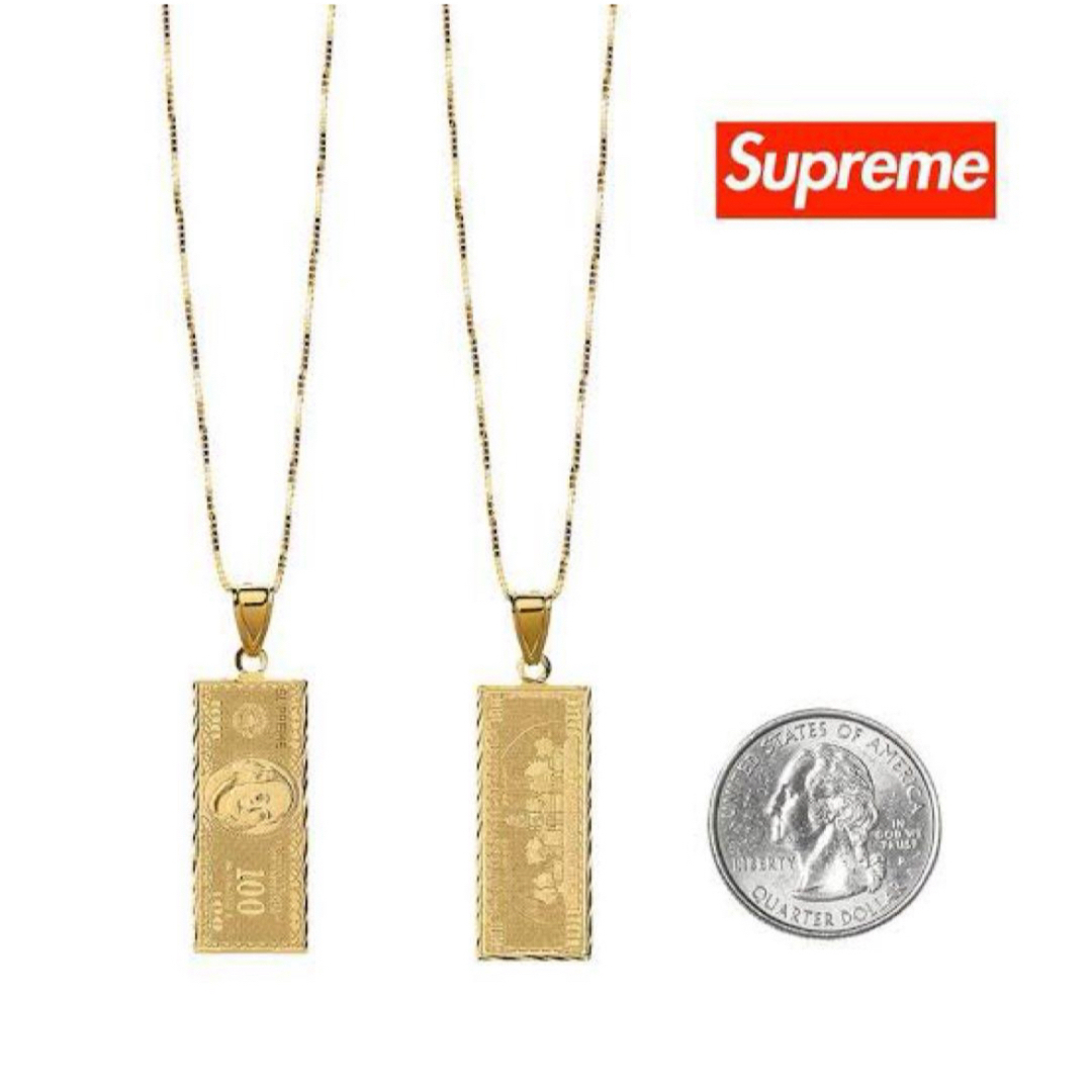 586cm幅SUPREME 100 Dollar Bill Gold Pendant