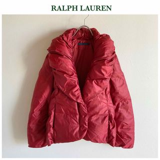 ラルフローレン(Ralph Lauren)のラルフローレン ショールカラー ショート ダウンジャケット M 赤 レッド(ダウンジャケット)