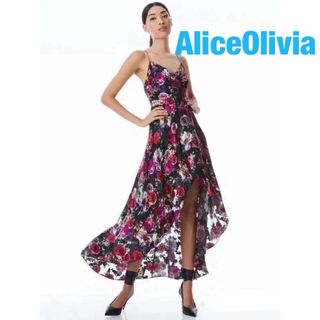 Alice and Olivia シルクワンピ　値下げ❤️ ブルー 花柄季節感春夏秋