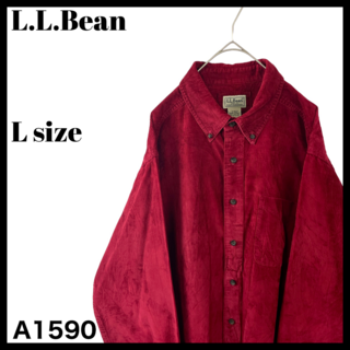 エルエルビーン(L.L.Bean)のUSA古着 エルエルビーン コーデユロイ 長袖シャツ 赤 レッド US/L 秋冬(シャツ)