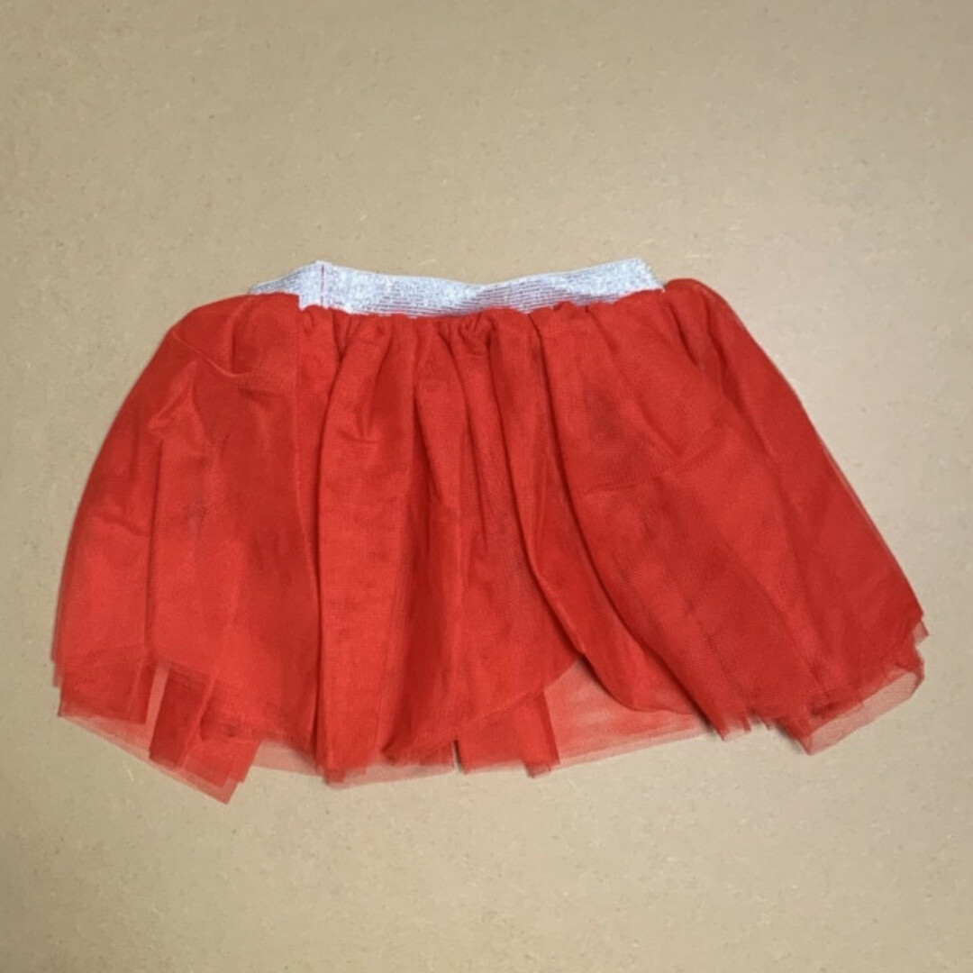 ベビー服 M 赤 スカート ヘアピンセット キラキラ クリスマス ベビー服 キッズ/ベビー/マタニティのベビー服(~85cm)(スカート)の商品写真