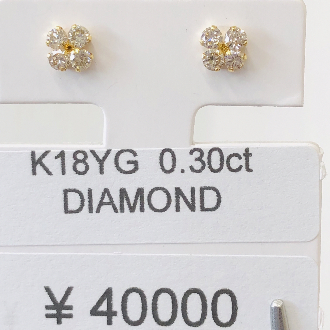 ラウンド地金DE-24493 K18YG ピアス ダイヤモンド