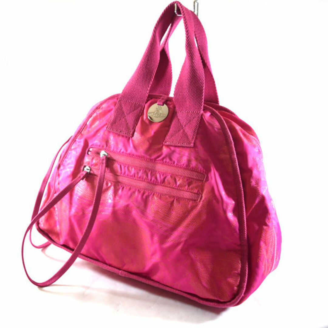 Vivienne Westwood / ヴィヴィアンウエストウッド  ヤスミン ハンドバック ボストンバッグ ピンク ナイロンキャンパス 中古  [0990011490] メンズのバッグ(ボストンバッグ)の商品写真