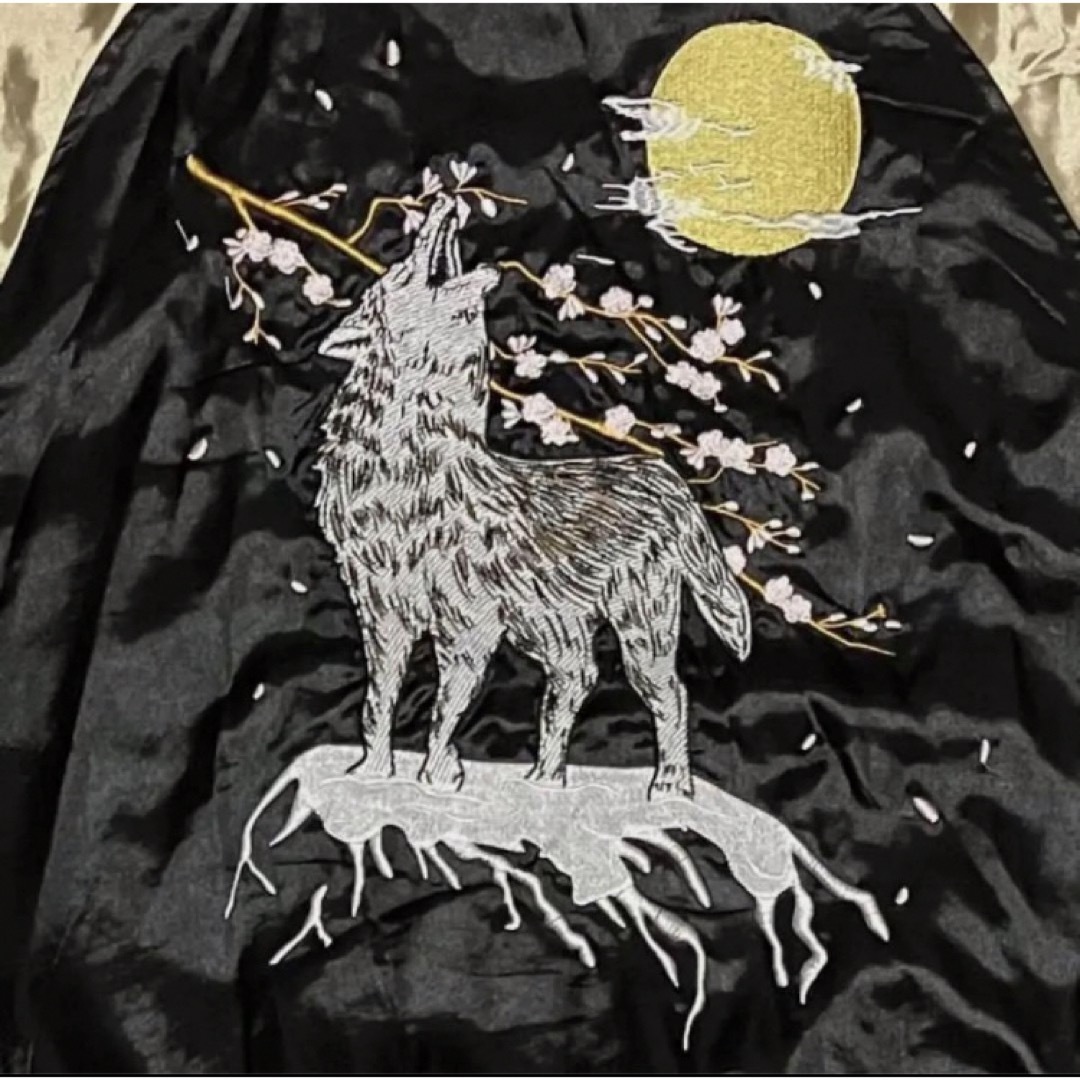 【人気】一心如鏡 イッシンニョキョウ スカジャン オーバーサイズ 和柄 刺繍 狼