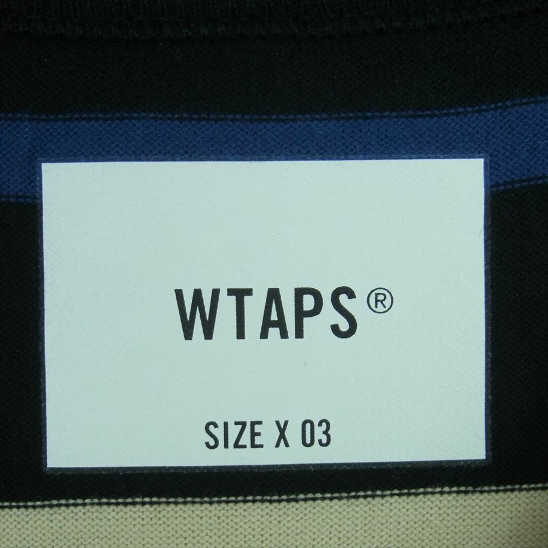 W)taps(ダブルタップス)のWTAPS ダブルタップス 22AW 222ATDT-CSM14 Long Sleeve BDY 02 Tee ボーダー 長袖 Tシャツ ブラック系 ブルー系 03【中古】 メンズのトップス(Tシャツ/カットソー(七分/長袖))の商品写真