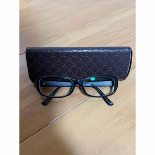 グッチ(Gucci)のグッチ 美品 アイウェア メガネ 眼鏡 レザー使い GUCCI(サングラス/メガネ)