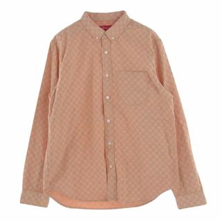 シュプリーム(Supreme)のSupreme シュプリーム 長袖シャツ 18AW Checkered Denim Shirt Peach チェッカード デニム シャツ ピーチ 長袖 シャツ オレンジ系 L【中古】(シャツ)