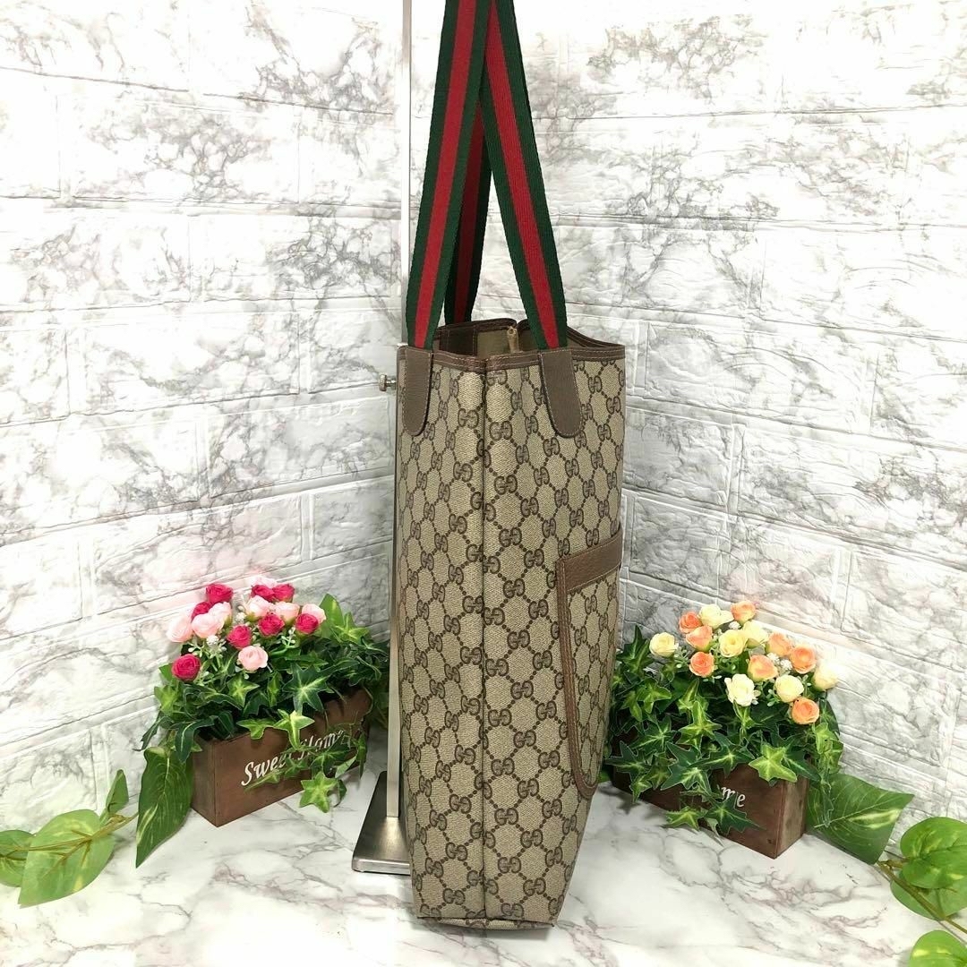 Gucci - 外美品✨グッチ GGスプリーム PVCレザーシェリーライン トート