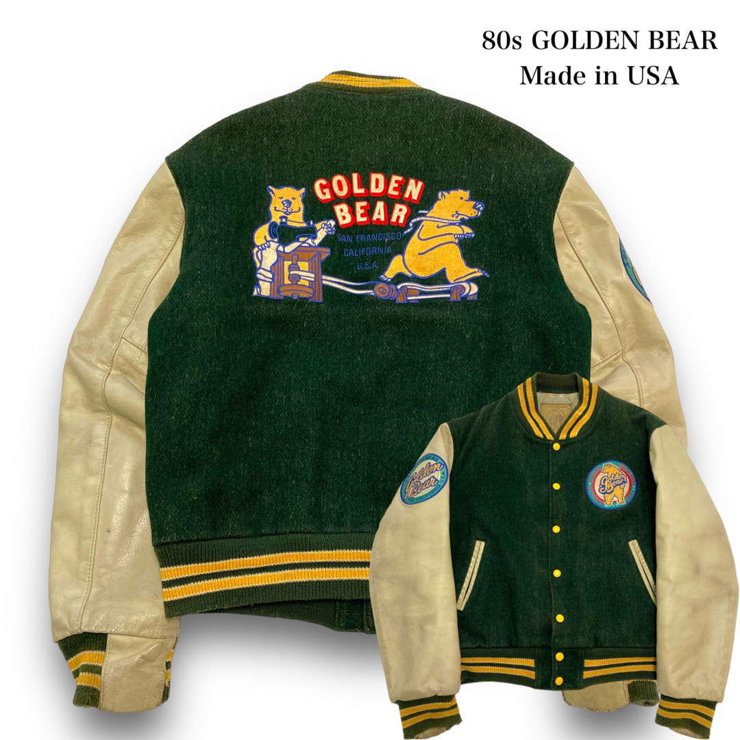 【GOLDEN BEAR】80s ゴールデンベア USA製 スタジャン レア刺繍ブランドGOLDENBEAR