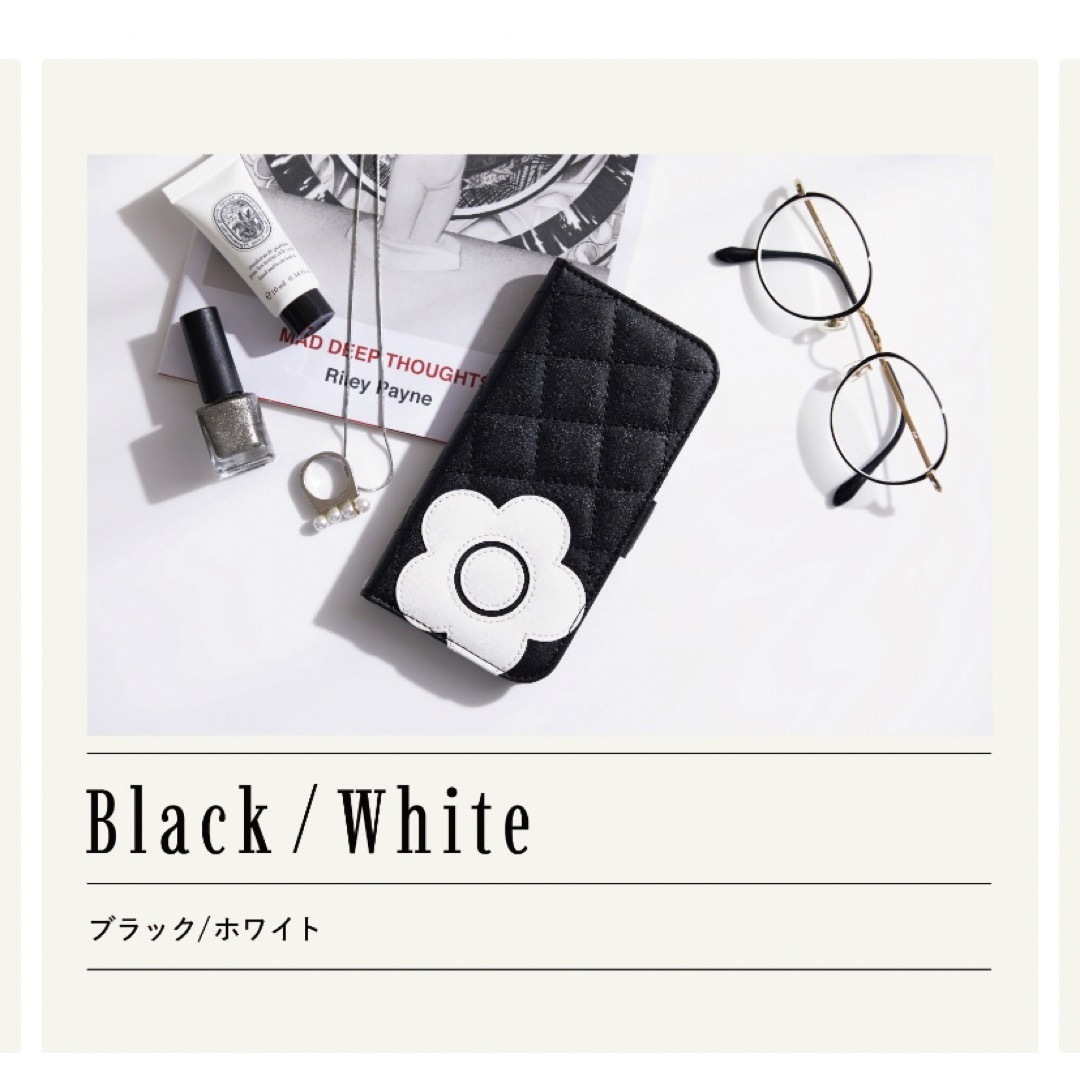 MARY QUANT(マリークワント)のMARY QUANT: iPhoneケース(14/13兼用)手帳型。 スマホ/家電/カメラのスマホアクセサリー(iPhoneケース)の商品写真